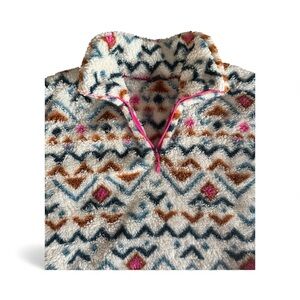 Eddie Bauer Multicolor Aztec Print 1/4 Zip Fleece Pullover